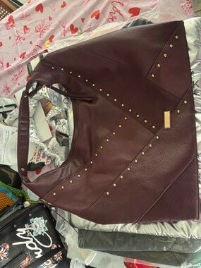Jessica Simpson Studded Wine Faux Leather Tote